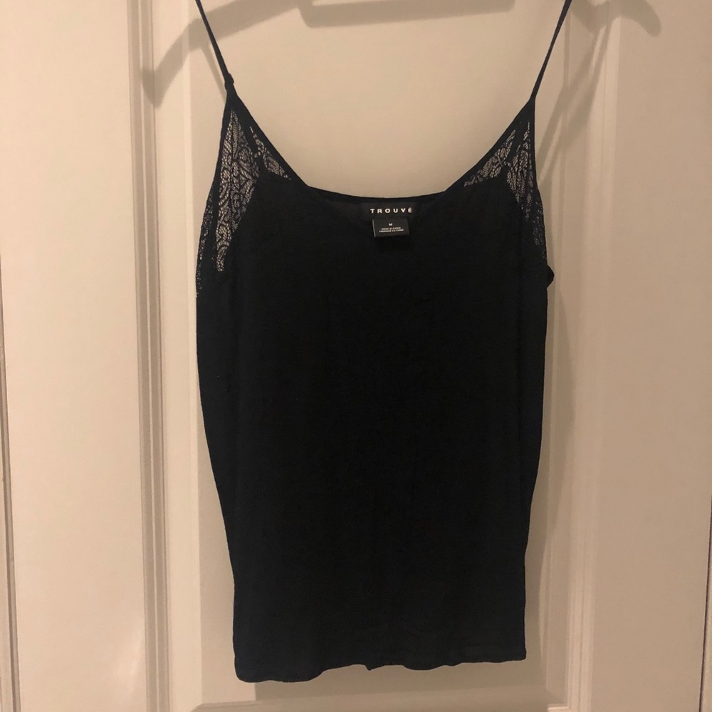 TROUVE Black Lace Tank Top